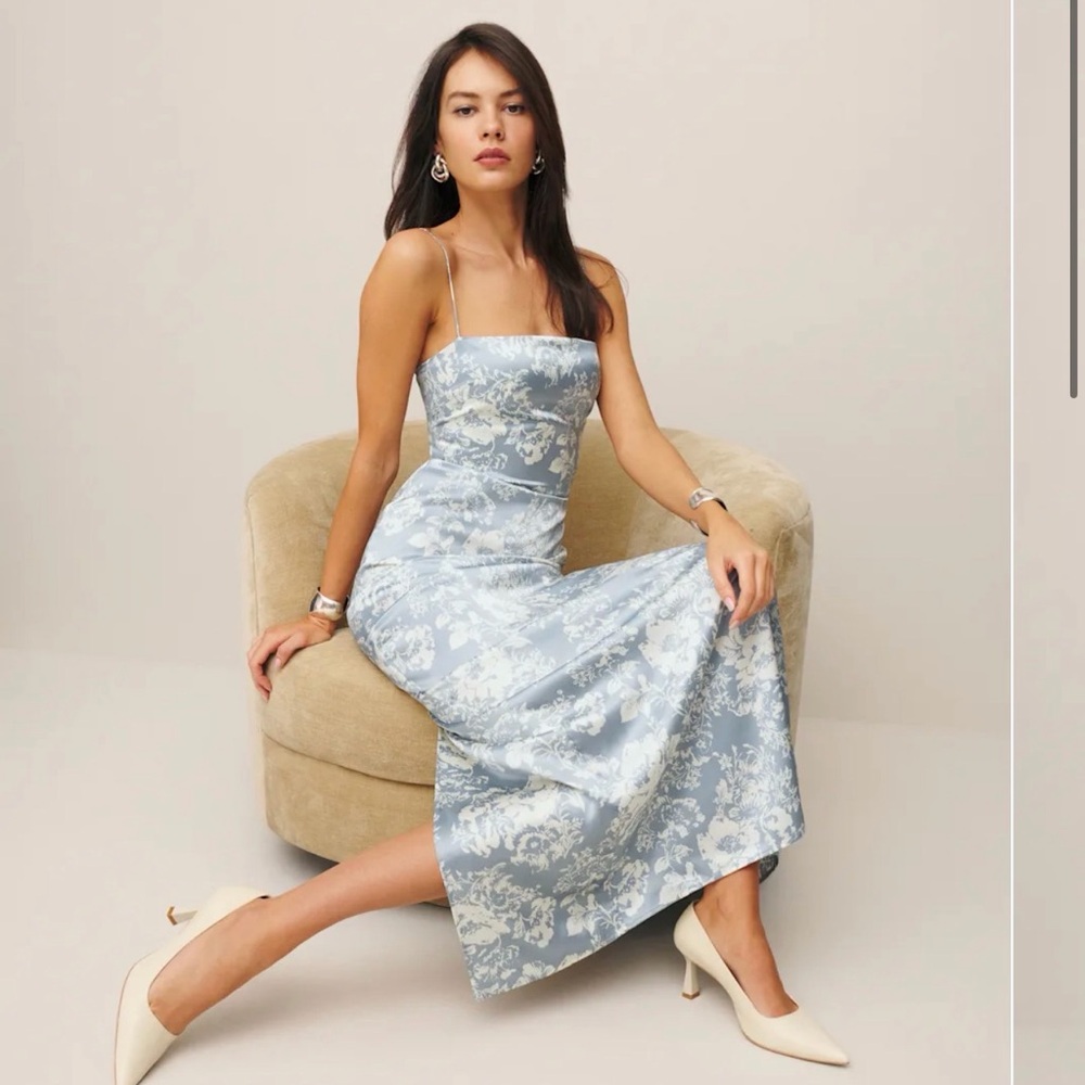 Reformation Frankie Silk Dress Blue - Size 0